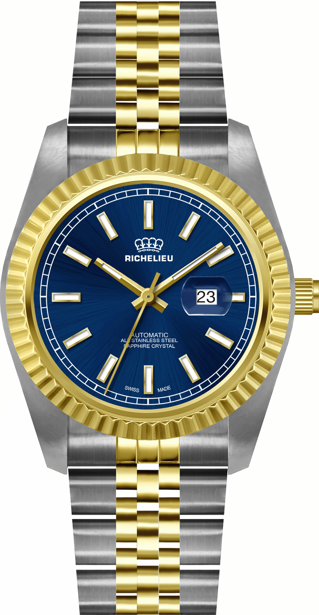 Orologio unisex automatico Richelieu da 38 mm – Quadrante blu bicolore | Swiss Made - NAFALUXE