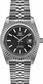 Montre Richelieu Excellence 41 mm, cadran noir, acier inoxydable, fabrication suisse – 25R41.03.941 - NAFALUXE