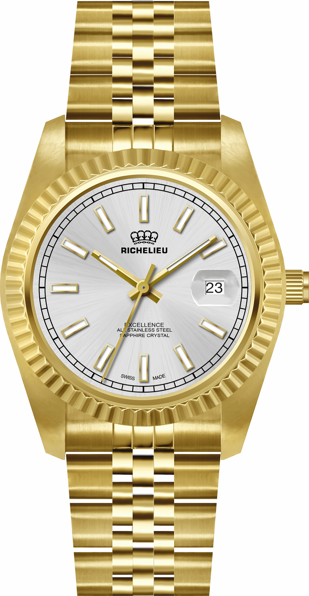 Orologio Richelieu Excellence da 41 mm con quadrante marrone e finiture dorate, fabbricato in Svizzera – 25R41.05.951 - NAFALUXE