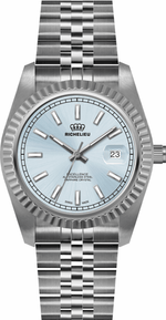 Montre Richelieu Excellence 41 mm, cadran bleu glacier, acier inoxydable, fabriquée en Suisse – 25R41.03.972 - NAFALUXE