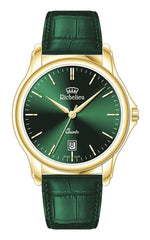Richelieu Gents Quartz Watch 42mm Green Dial Gold Tone Leather Strap – Swiss Made - NAFALUXE
