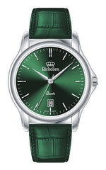 Montre à quartz pour homme Richelieu, 42 mm, cadran vert, bracelet en cuir – Fabriquée en Suisse - NAFALUXE