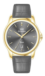 Richelieu Ladies Quartz Watch 36mm Grey Dial Gold Tone Leather Strap – Swiss Made - NAFALUXE