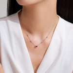 Ruby CZ Solitaire Necklace – 925 Sterling Silver - NAFALUXE