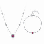 Ruby CZ Solitaire Necklace – 925 Sterling Silver - NAFALUXE