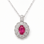 Ruby Oval Halo Necklace – 925 Silver - NAFALUXE