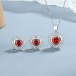 Scarlet Love Set – Radiant Red Heart Necklace and Earrings in Sterling Silver - NAFALUXE