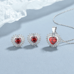 Scarlet Love Set – Radiant Red Heart Necklace and Earrings in Sterling Silver - NAFALUXE