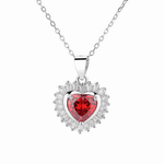 Scarlet Love Set – Radiant Red Heart Necklace and Earrings in Sterling Silver - NAFALUXE