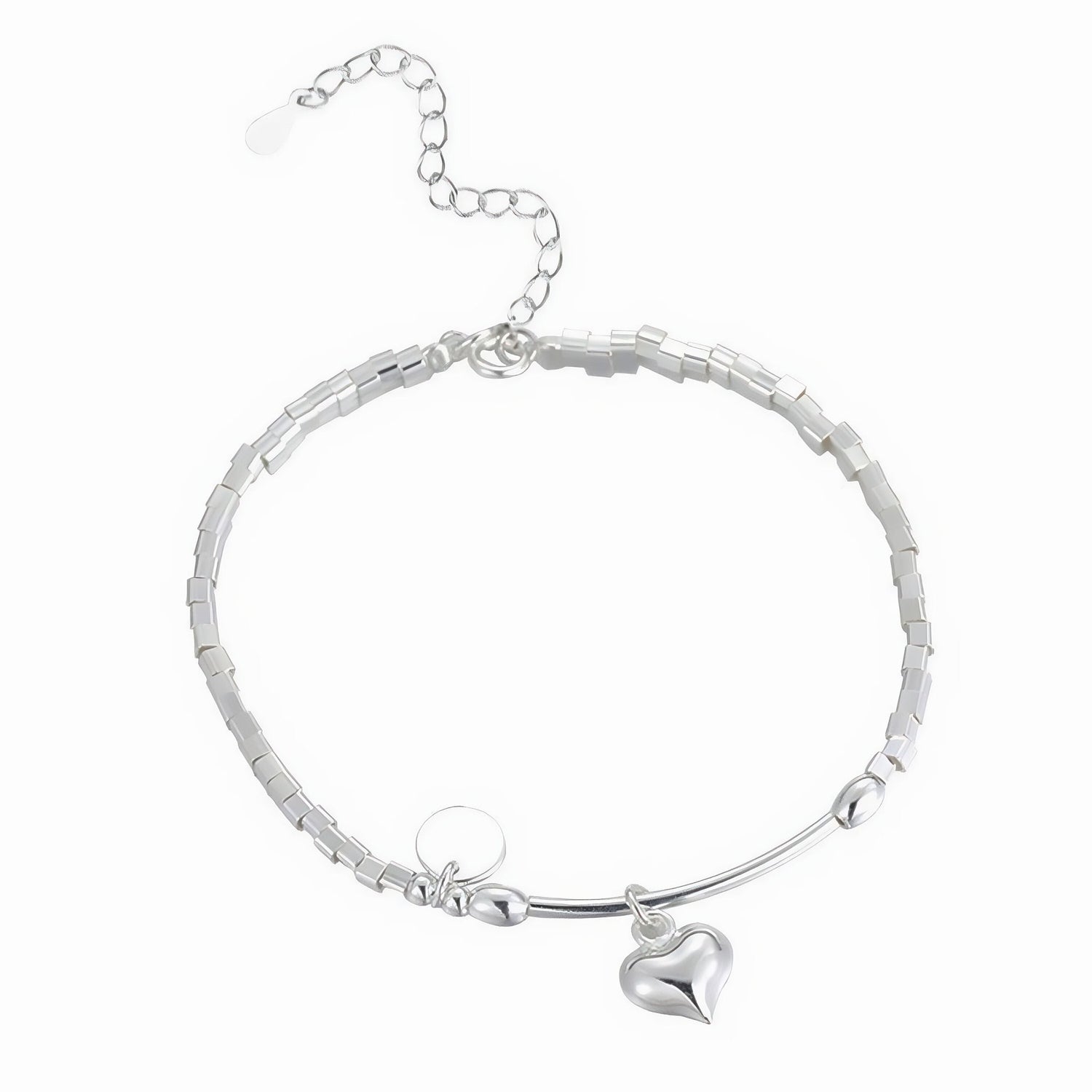 Silver Heart Charm Bracelet - NAFALUXE