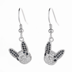Sparkling Bunny Drop Earrings – Black & White CZ in Sterling Silver - NAFALUXE