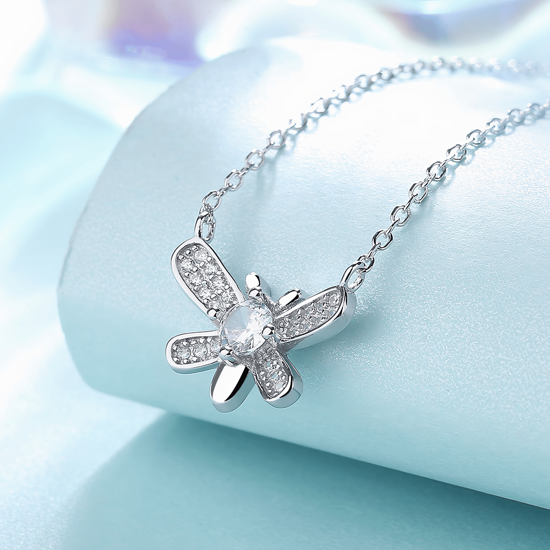 Sparkling Dragonfly Necklace – Sterling Silver with CZ Crystals - NAFALUXE