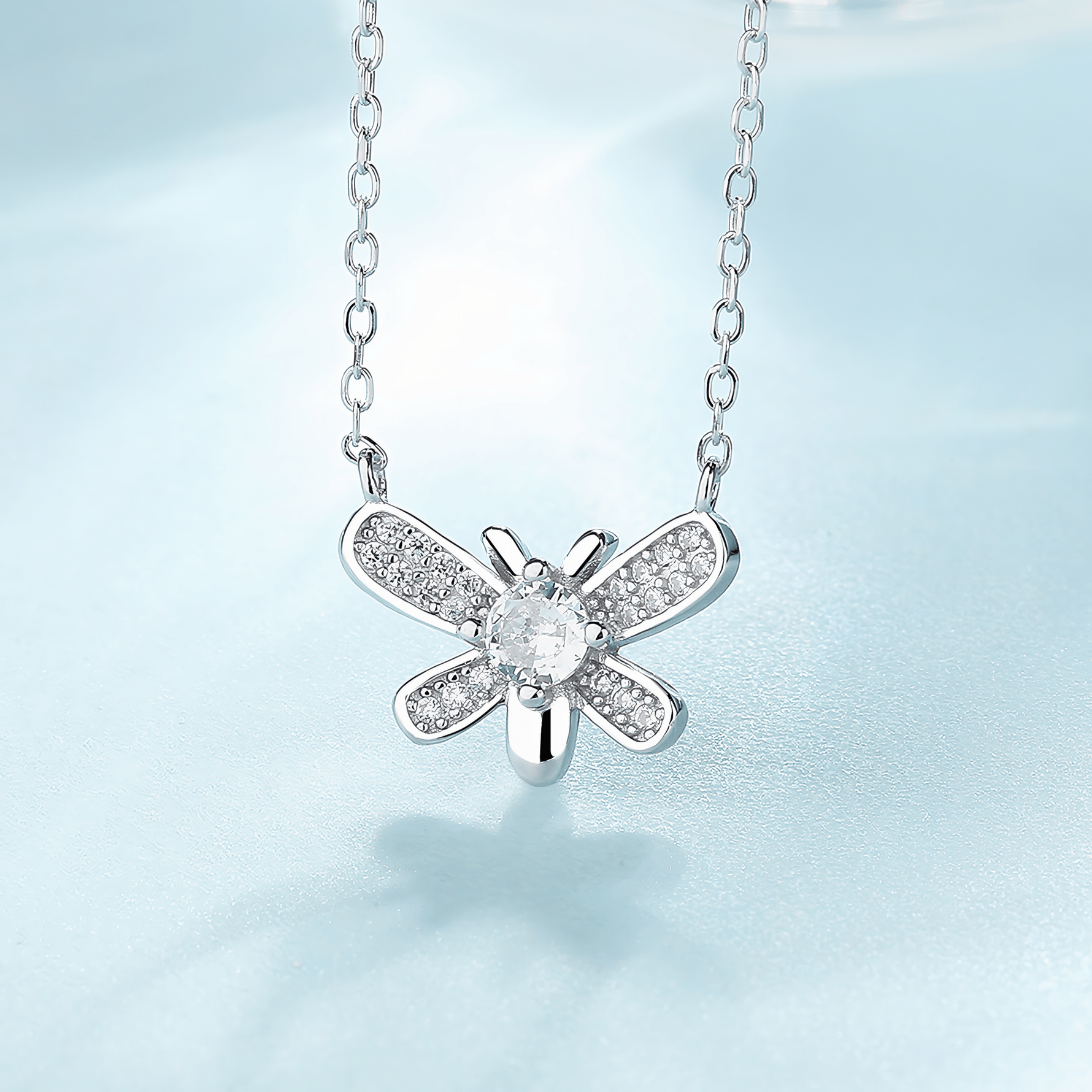 Sparkling Dragonfly Necklace – Sterling Silver with CZ Crystals - NAFALUXE