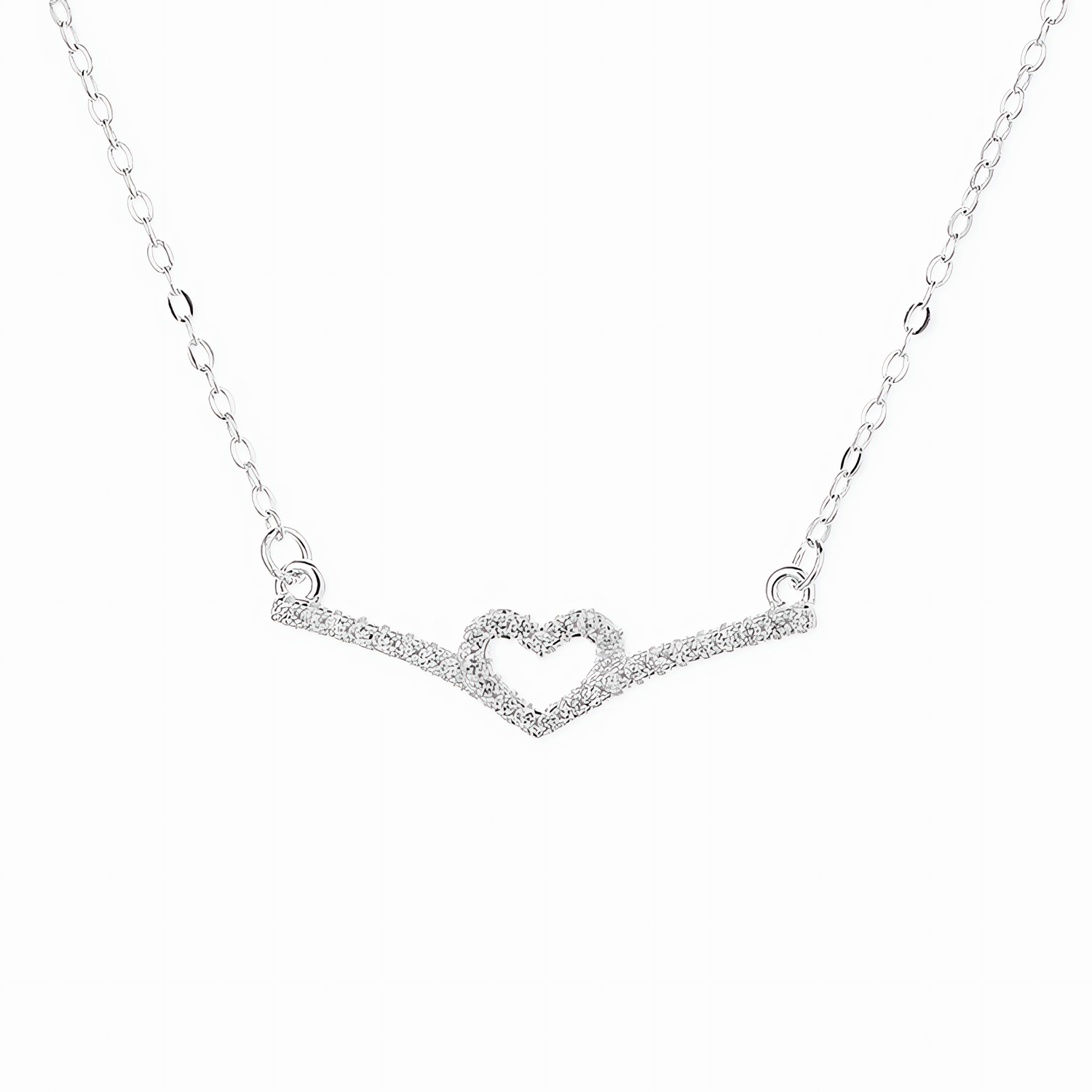 Sparkling Heart V Necklace – 925 Silver - NAFALUXE