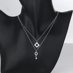 Sparkling Key & Clover Layered Necklace - NAFALUXE