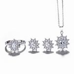 Sparkling Snowflake Jewelry Set – Sterling Silver Necklace, Ring & Earrings with Zircon Stones - NAFALUXE
