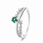 Starlit Garden – Sterling Silver Ring with Green Star CZ and Sparkling Accents - NAFALUXE