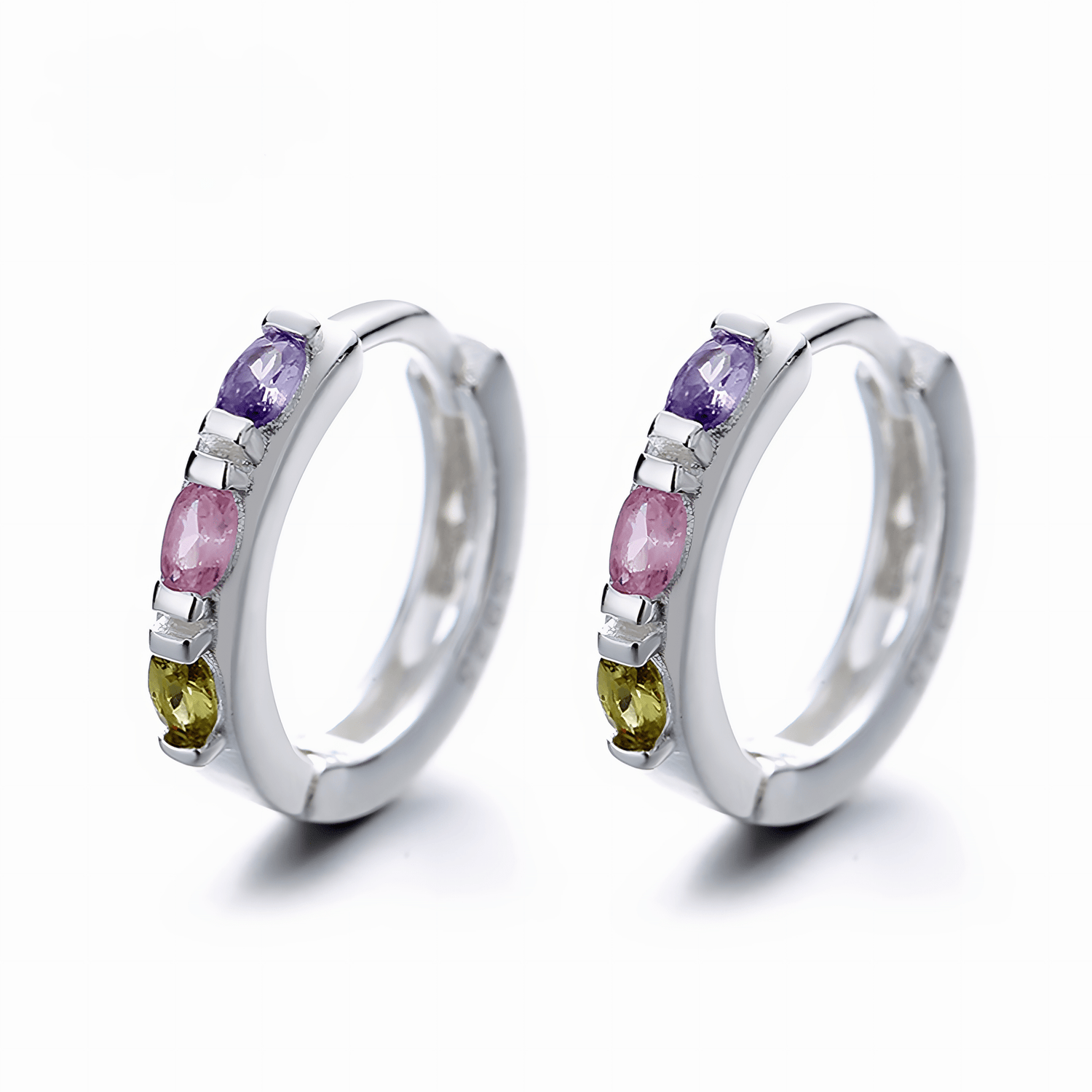 Sterling Silver 925 Colorful Hoop Earrings – AAA Cubic Zirconia - NAFALUXE