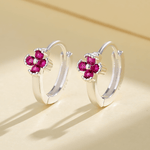 Sterling Silver 925 Flower Hoop Earrings – Pink AAA Cubic Zirconia - NAFALUXE