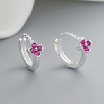 Sterling Silver 925 Flower Hoop Earrings – Pink AAA Cubic Zirconia - NAFALUXE