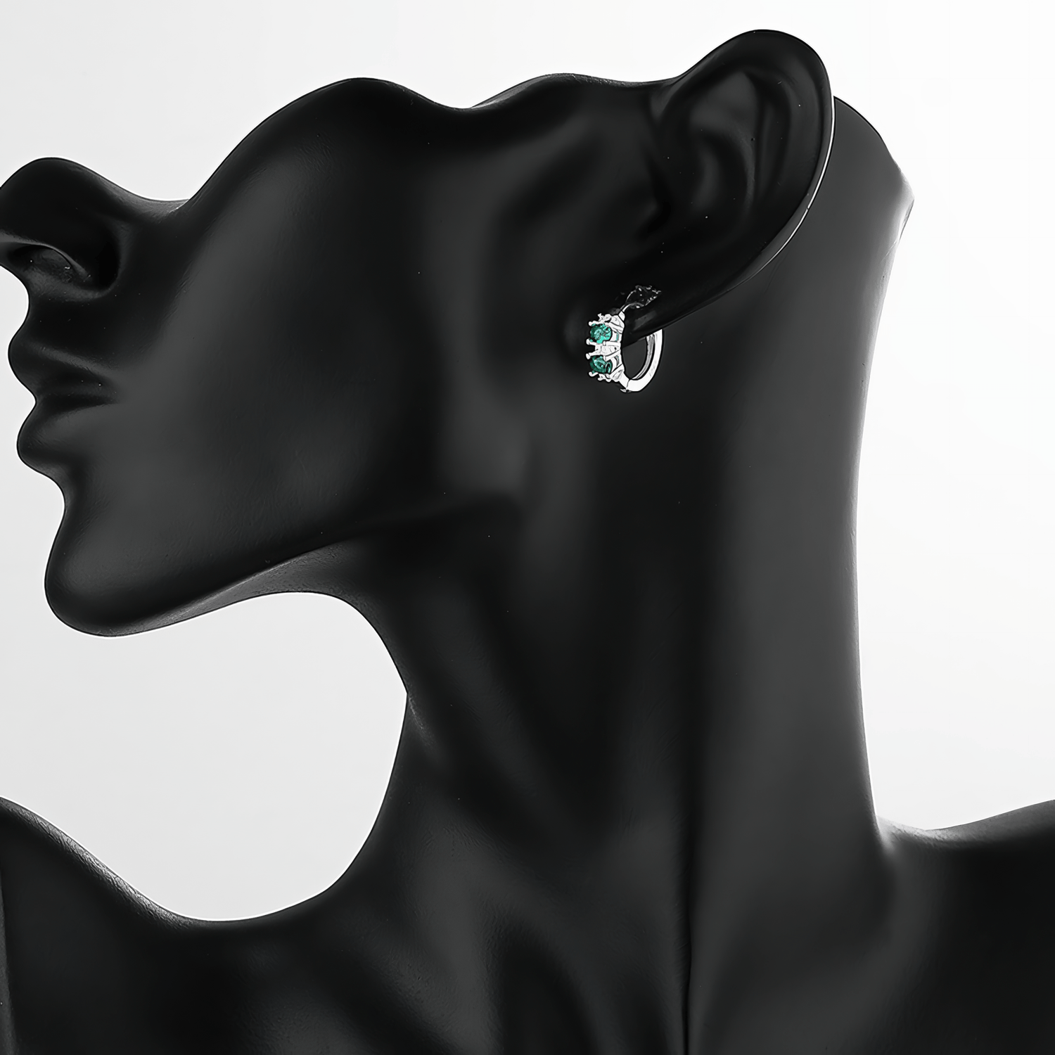 Sterling Silver 925 Hoop Earrings – Green AAA Cubic Zirconia - NAFALUXE