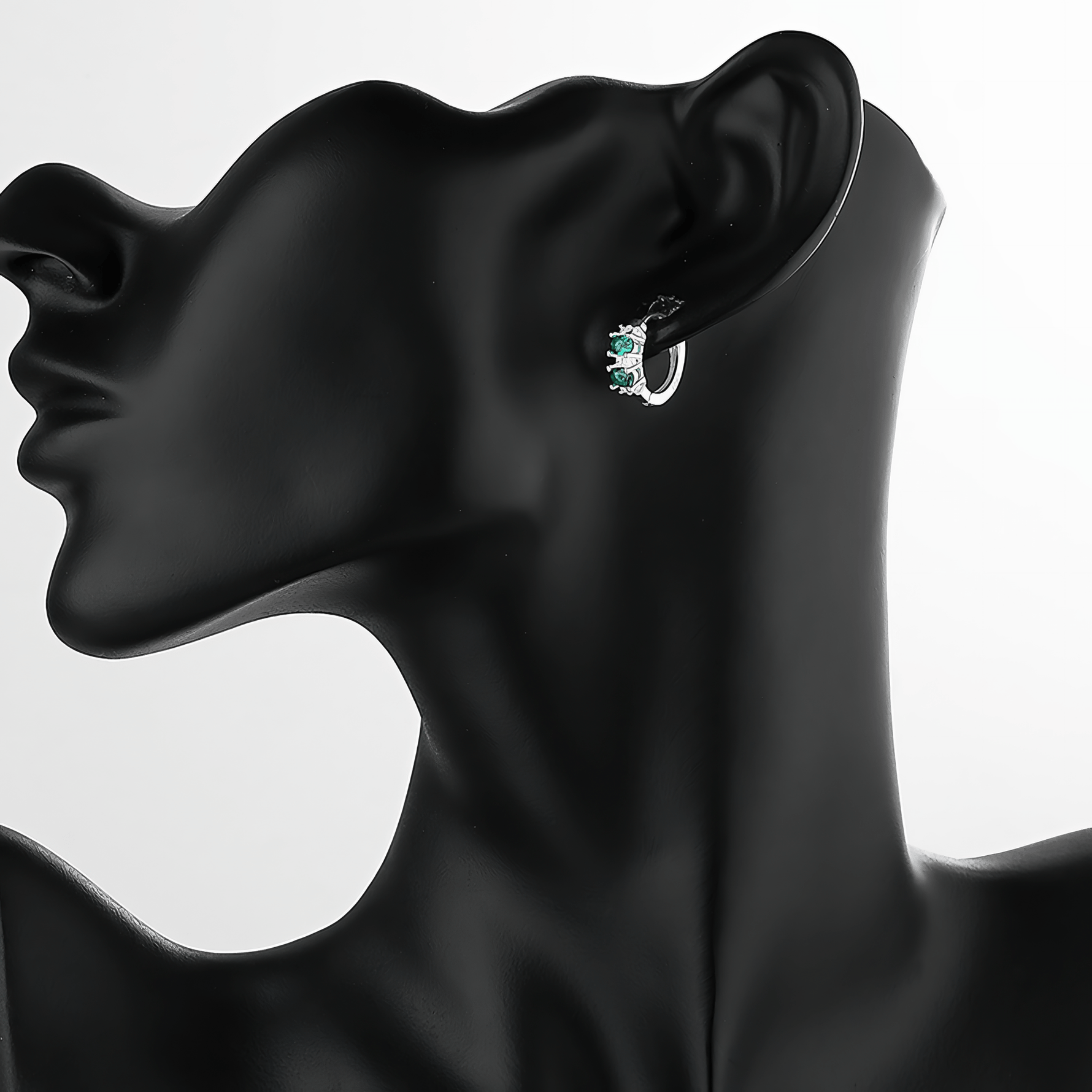 Sterling Silver 925 Hoop Earrings – Green AAA Cubic Zirconia - NAFALUXE