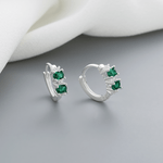 Sterling Silver 925 Hoop Earrings – Green AAA Cubic Zirconia - NAFALUXE