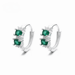 Sterling Silver 925 Hoop Earrings – Green AAA Cubic Zirconia - NAFALUXE