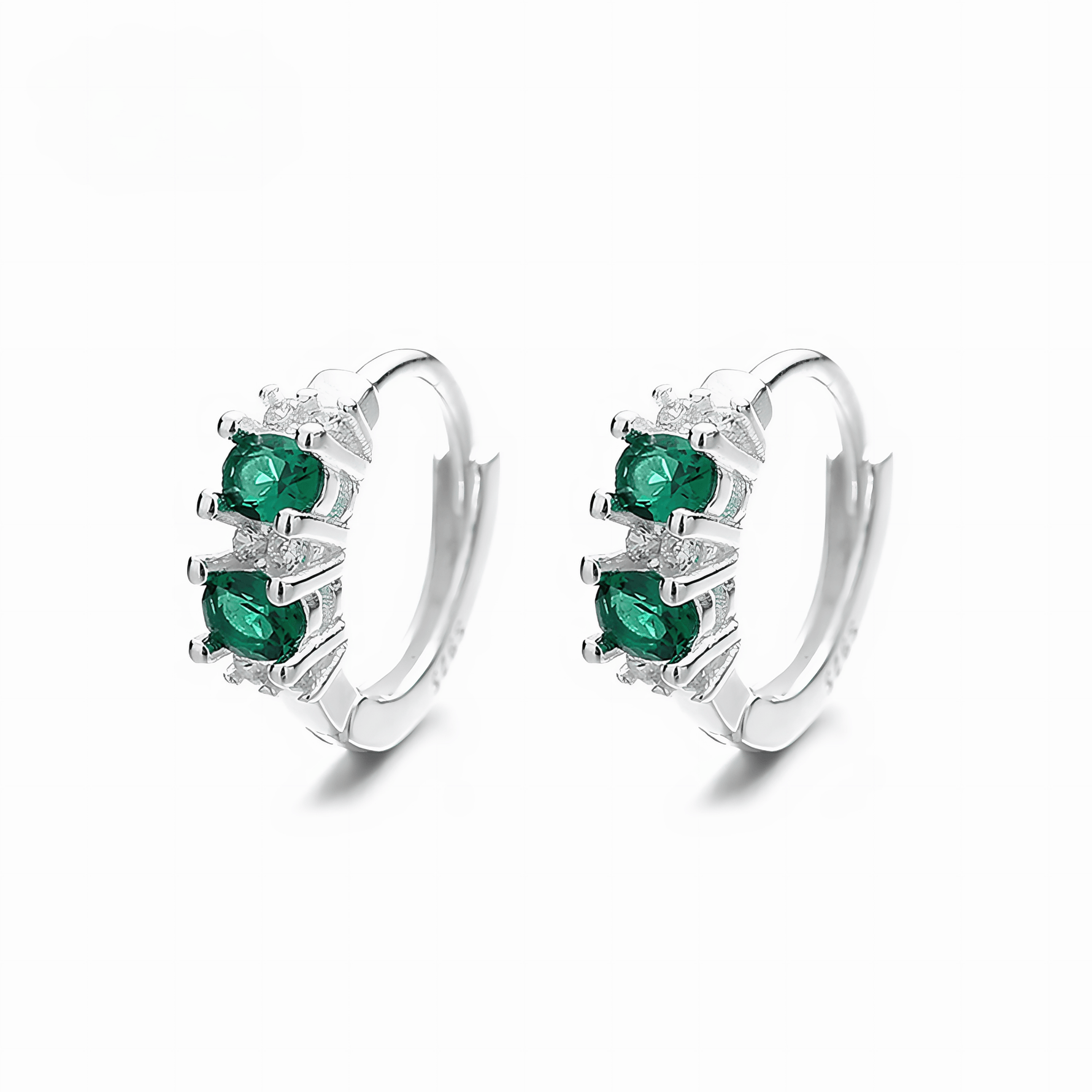 Sterling Silver 925 Hoop Earrings – Green AAA Cubic Zirconia - NAFALUXE