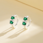 Sterling Silver 925 Hoop Earrings – Green AAA Cubic Zirconia - NAFALUXE