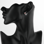 Sterling Silver 925 Hoop Earrings with Red Princess - Cut Stone - NAFALUXE