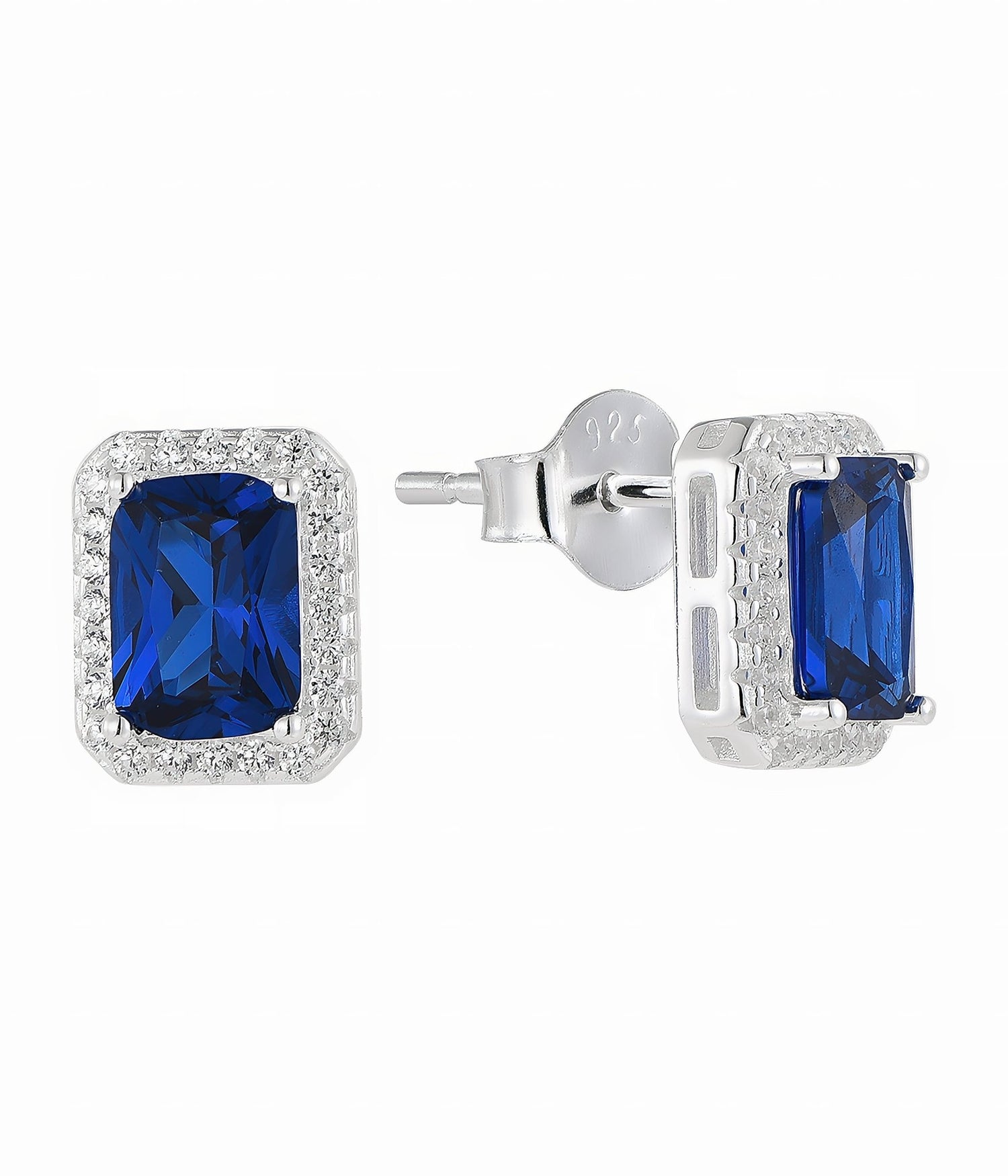 Orecchini in argento sterling 925 con zirconi rossi a forma di rettangolo - NAFALUXE