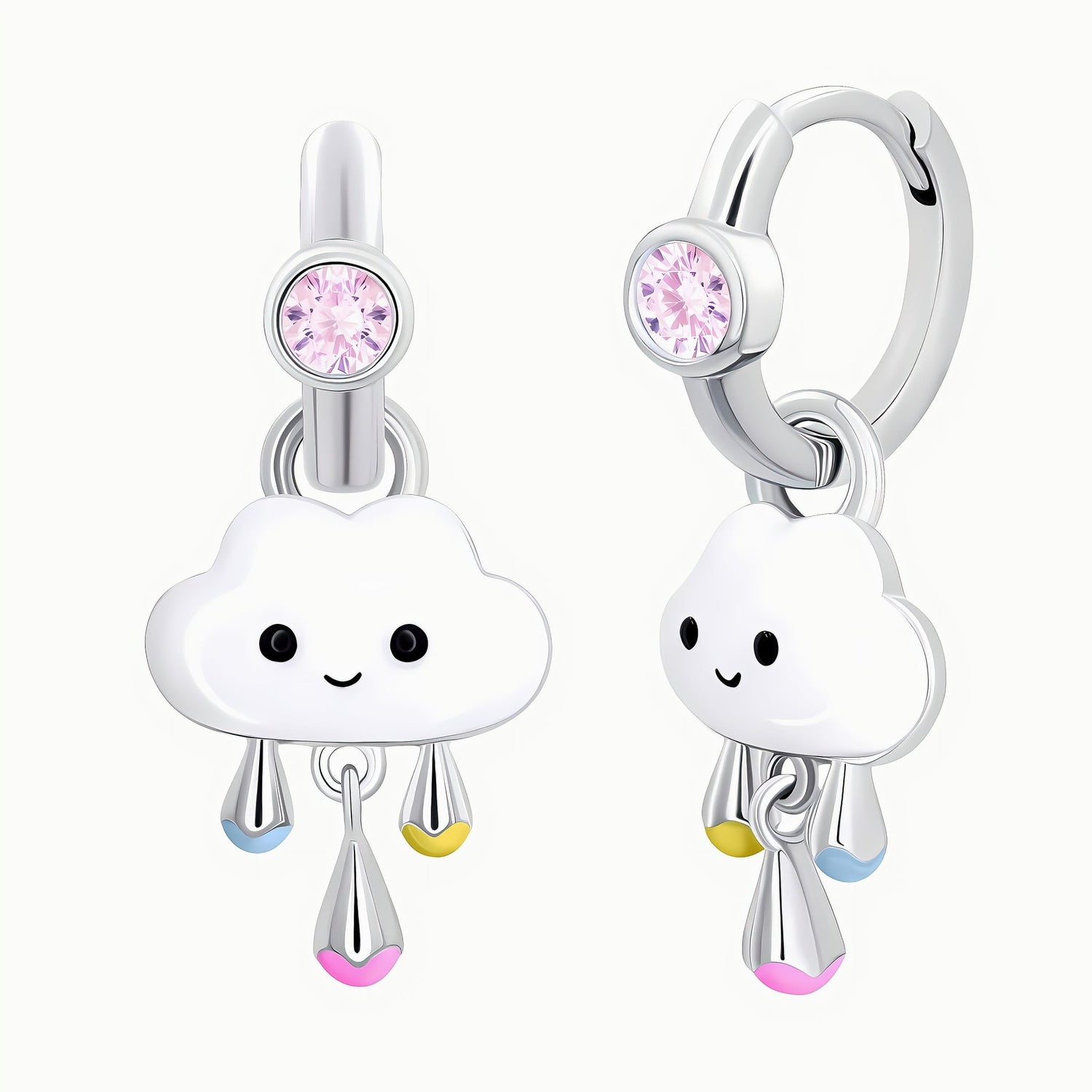 Sterling Silver 925 with Enamel & Pink CZ - NAFALUXE