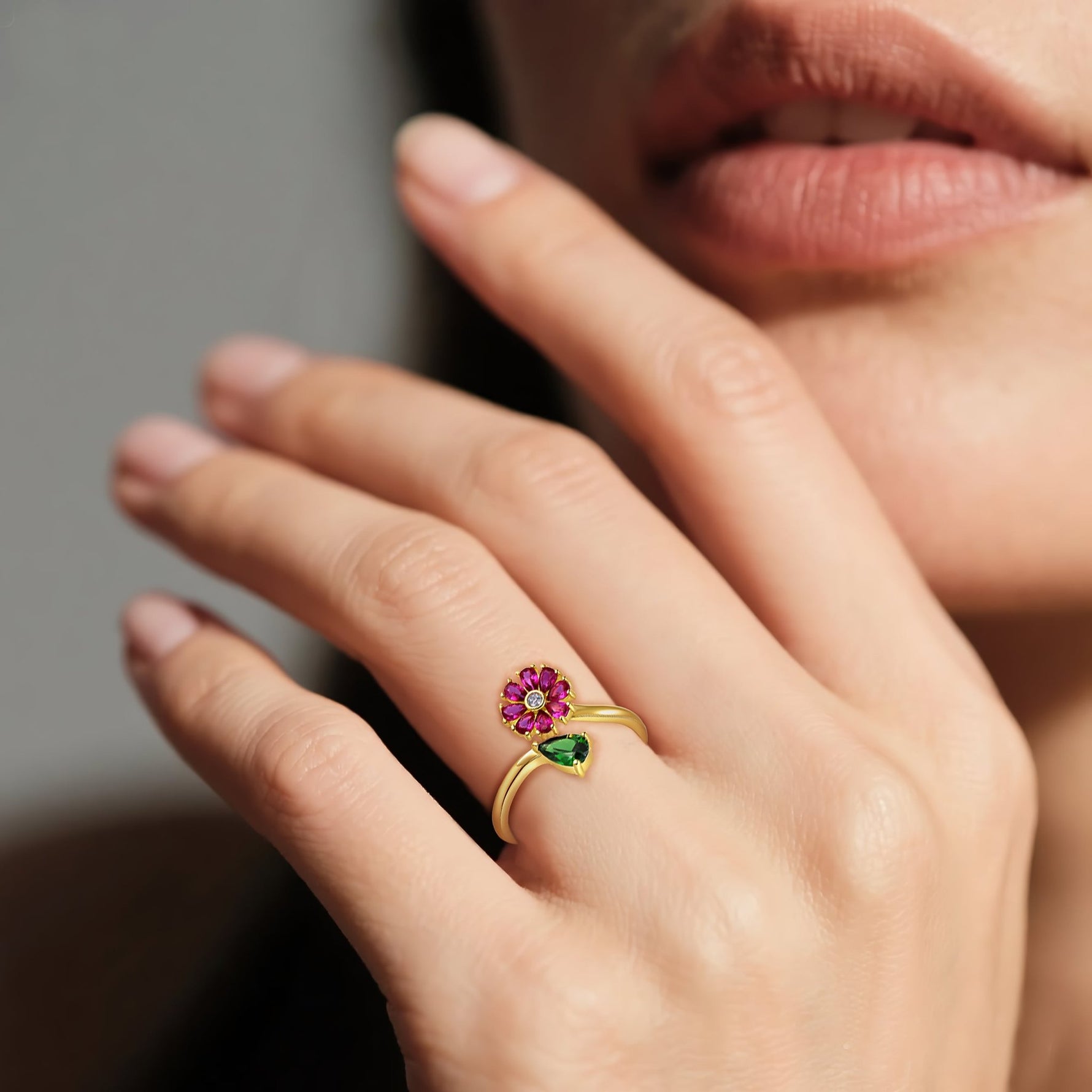 Sterling Silver 925 with Pink & Green CZ - NAFALUXE