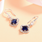 Boucles d'oreilles pendantes en argent sterling avec pierres CZ bleues - NAFALUXE