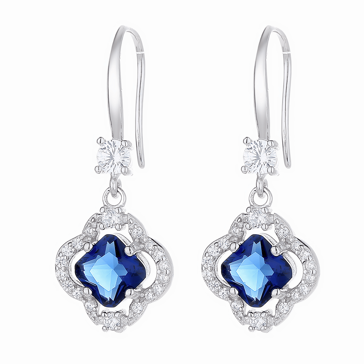 Orecchini pendenti in argento sterling con zirconi blu - NAFALUXE