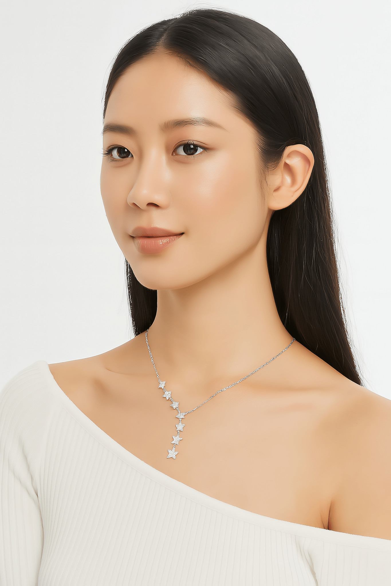Sterling Silver Cascading Star Pendant Necklace - NAFALUXE