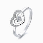 Sterling Silver Double Heart Ring with CZ Stone - NAFALUXE