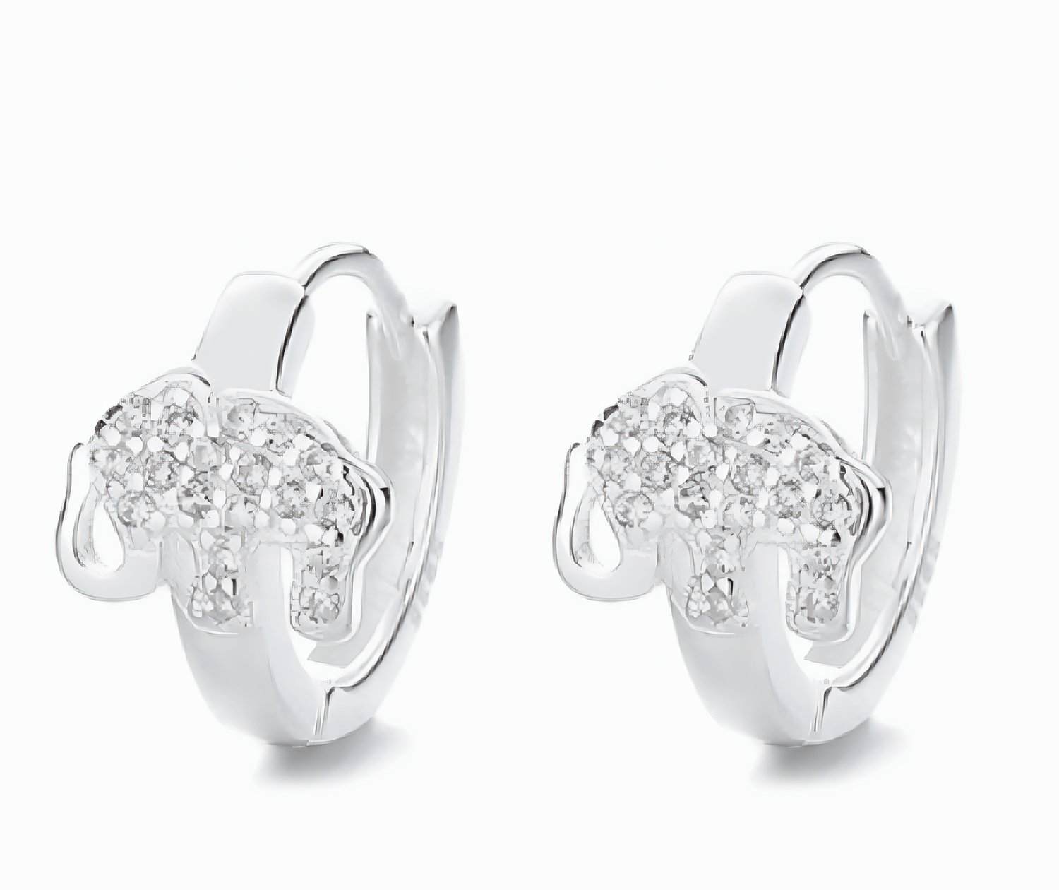 Orecchini a cerchio in argento sterling con elefante e zirconi - NAFALUXE