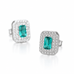 Orecchini a bottone in argento sterling con zirconi verdi e montatura a corona - NAFALUXE