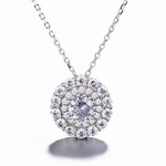 Sterling Silver Halo Round Pendant Necklace - NAFALUXE
