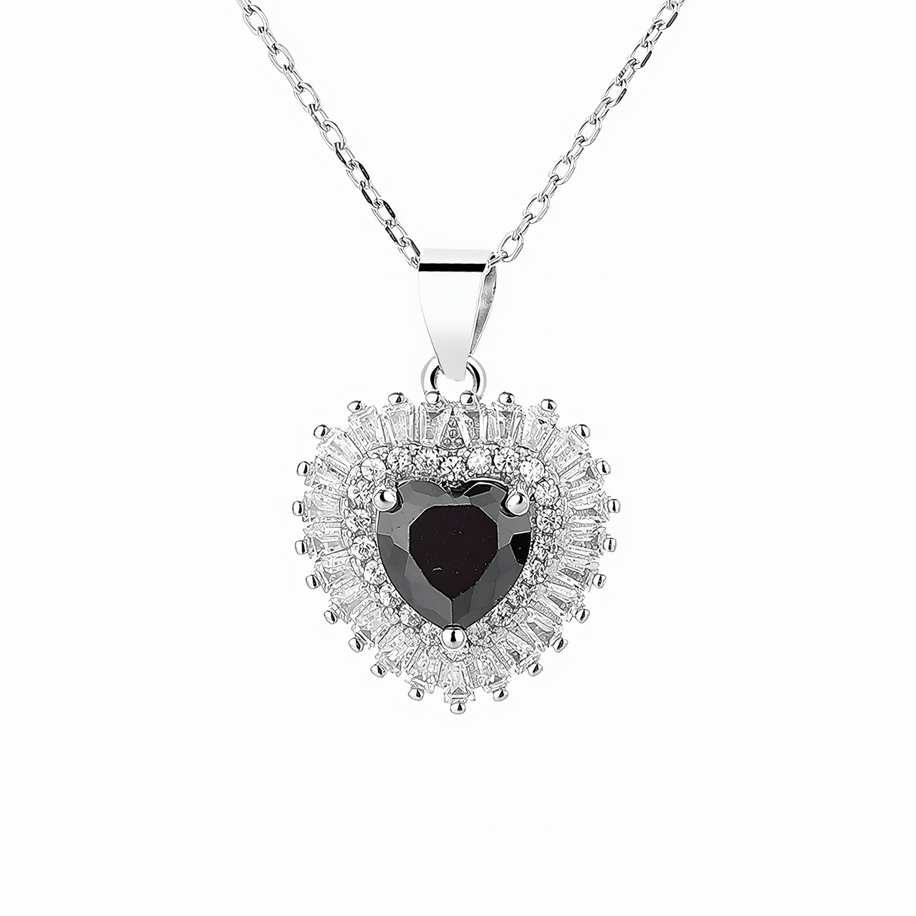 Sterling Silver Heart Halo Set with Blue Accents - NAFALUXE