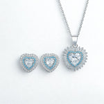 Sterling Silver Heart Halo Set with Blue Accents - NAFALUXE