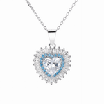 Sterling Silver Heart Halo Set with Blue Accents - NAFALUXE