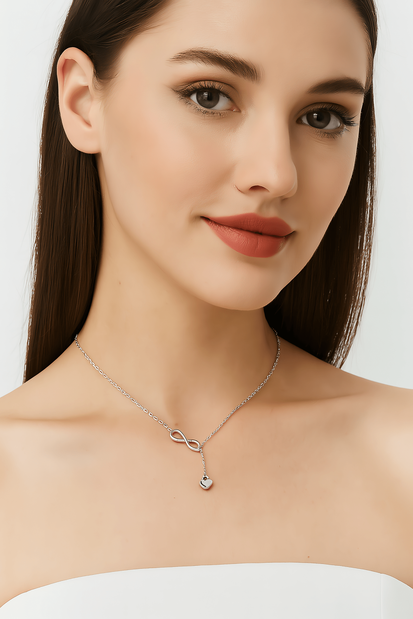 Sterling Silver Infinity Heart Pendant Necklace - NAFALUXE