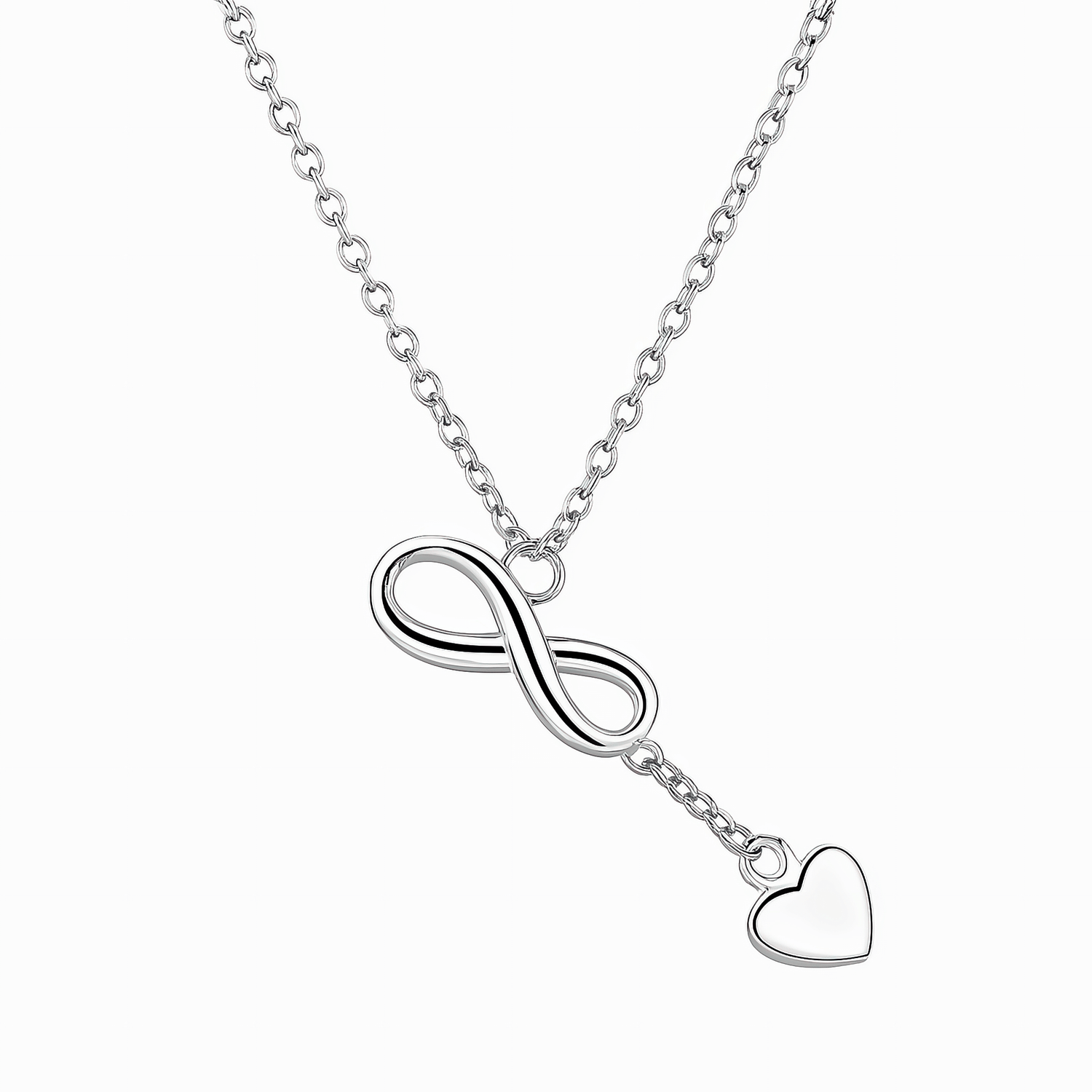 Sterling Silver Infinity Heart Pendant Necklace - NAFALUXE