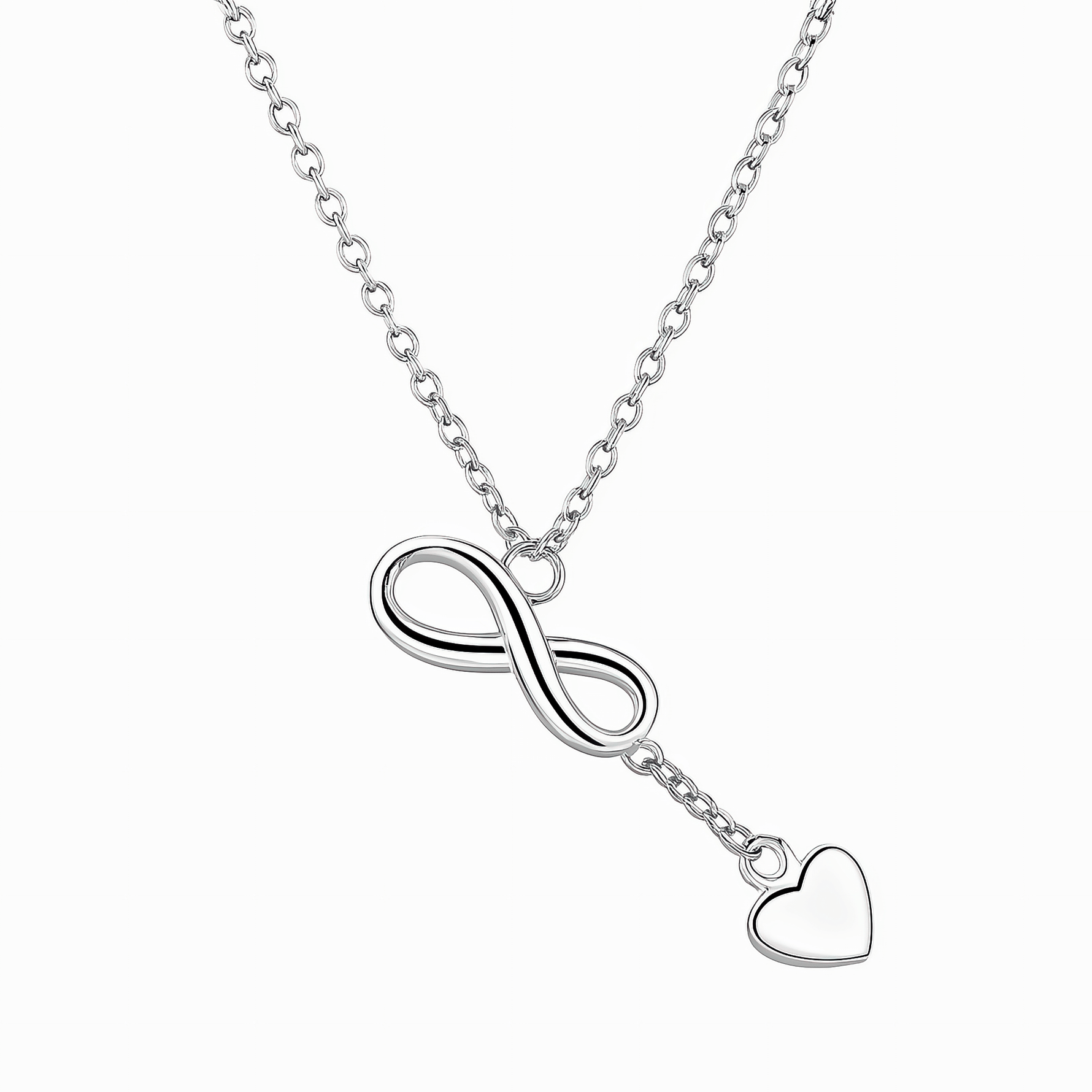 Sterling Silver Infinity Heart Pendant Necklace - NAFALUXE