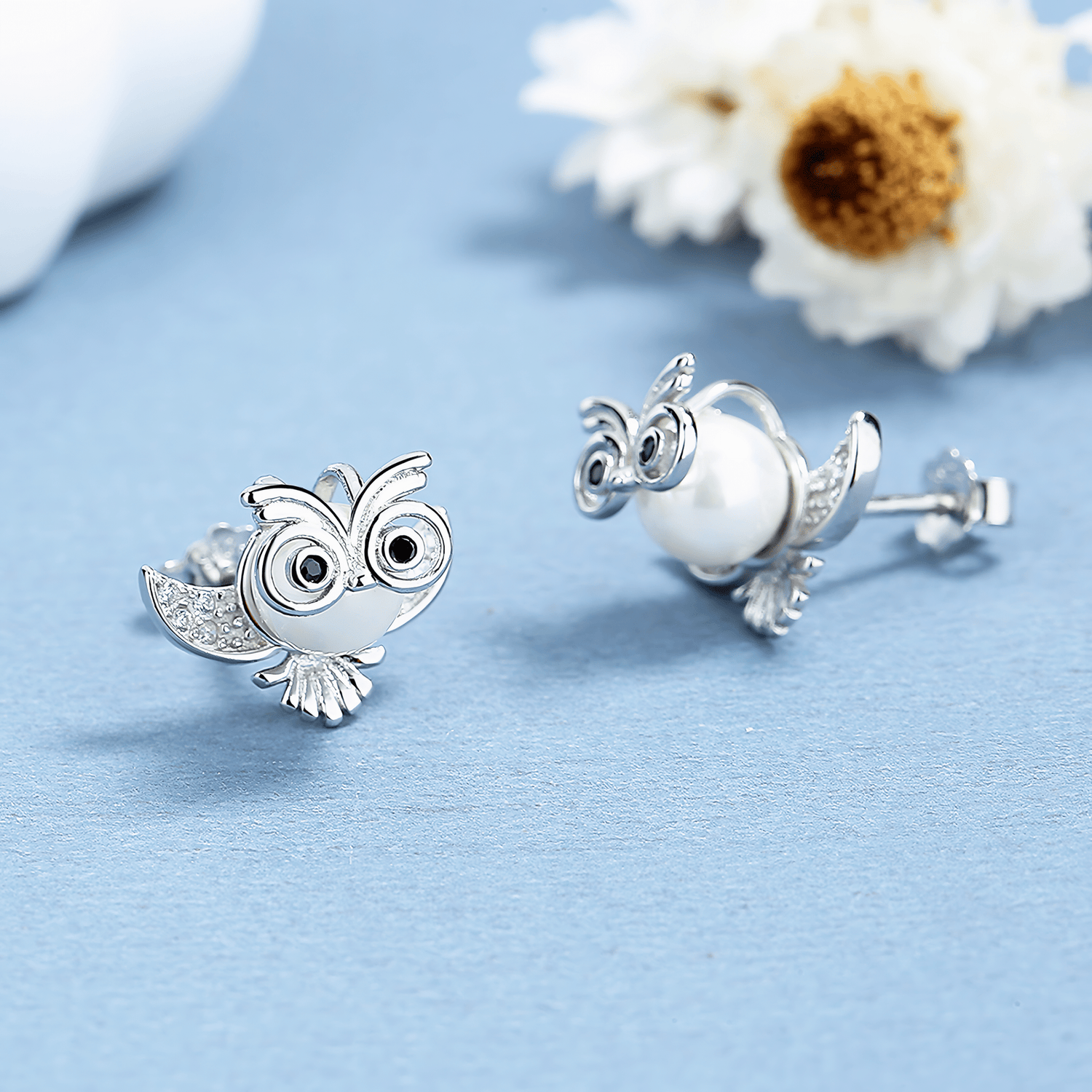 Sterling Silver Owl Studs - NAFALUXE