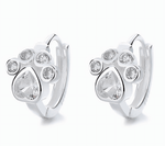 Sterling Silver Paw CZ Hoop Earrings - NAFALUXE