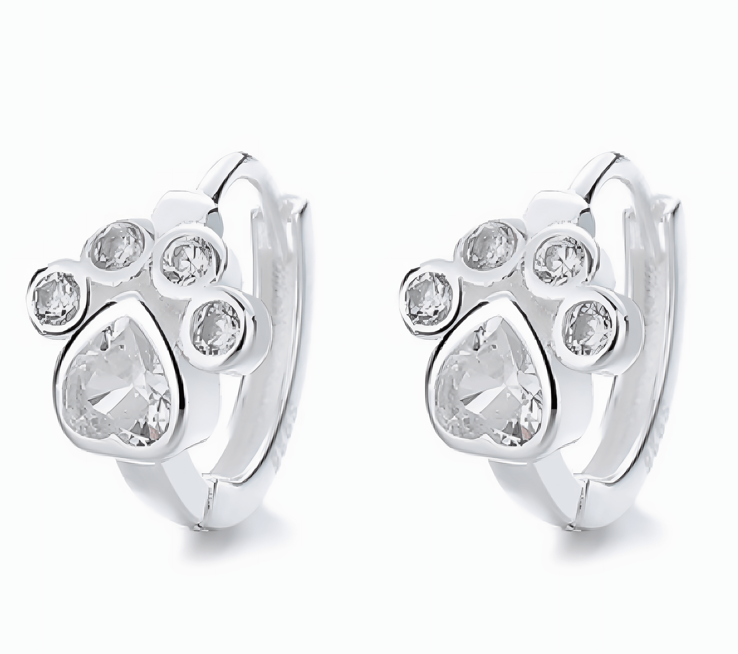 Orecchini a cerchio in argento sterling con zampa e zirconi - NAFALUXE